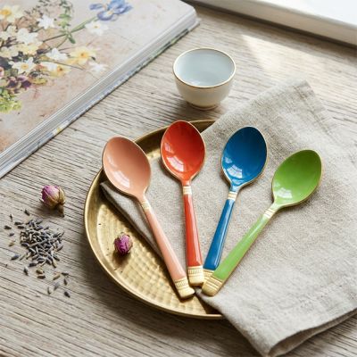 Multicolor Gold Accented Spoon Set of 4
