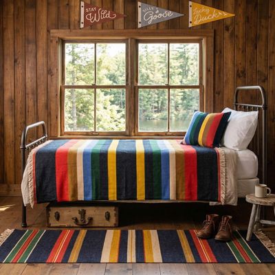 Multicolor Striped Woven Fringed Throw Blanket