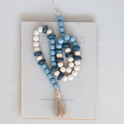 Multicolor Wood Bead Garland With Tassel