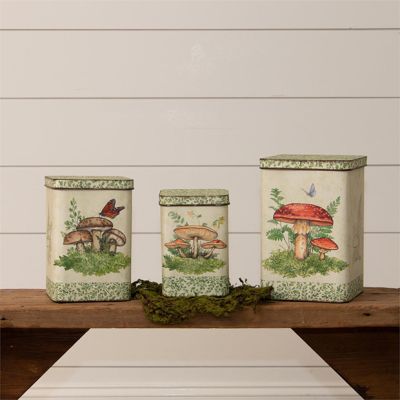 Mushroom Forest Metal Canister Set of 3
