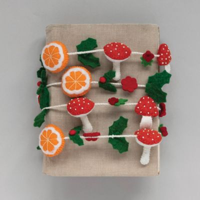 Mushrooms and Oranges Festive Felt Garland