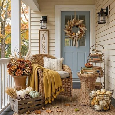 Mustard Throw Blanket With Pom Pom Tassels