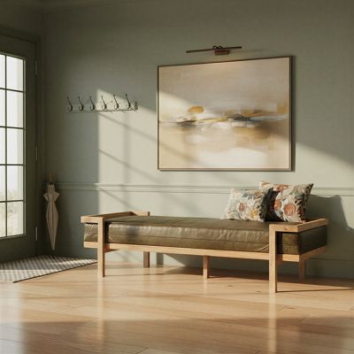 Natural Accents Day Bed Bench with Distressed Leather Cushion