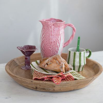 Natural Accents Round Wooden Tray