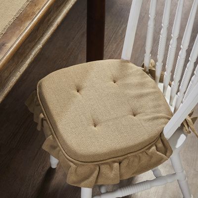 Natural Burlap Ruffled Chair Cushion