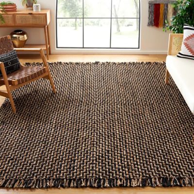 Natural Farmhouse Fringed Jute Area Rug