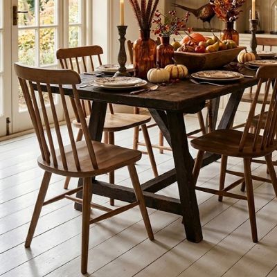 Natural Farmhouse Spindle Back Dining Chair