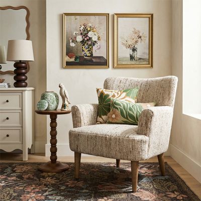 Natural Melange Kilim Upholstered Armchair