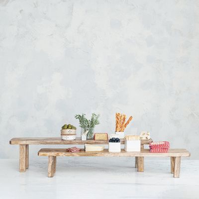 Natural Nesting Wood Pedestal Riser Set of 2