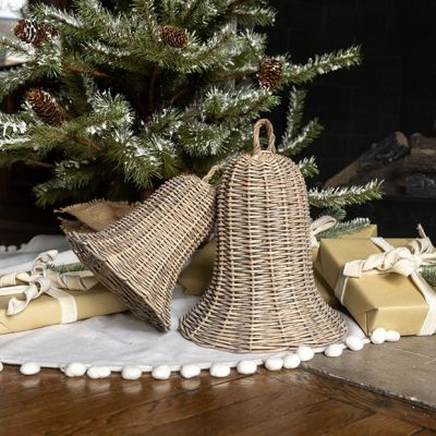 Natural Rattan Christmas Bells Set of 2