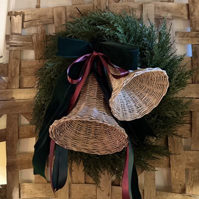 Natural Rattan Christmas Bells Set of 2