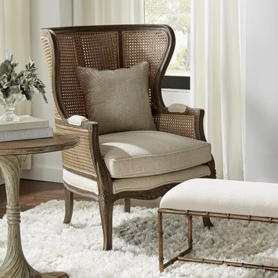 Natural Rattan Cushioned High Back Host Chair