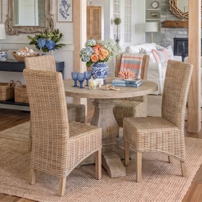 Natural Rattan Frame Dining Chair Set of 2