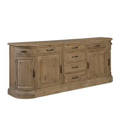 Natural Wood Curved Buffet Cabinet