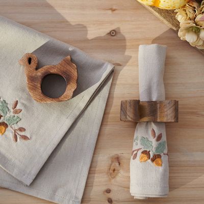 Natural Wood Turkey Napkin Ring Set of 4