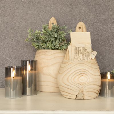 Natural Wood Wall Pocket Set of 2