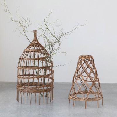 Natural Woven Basket Garden Cloche Set of 2