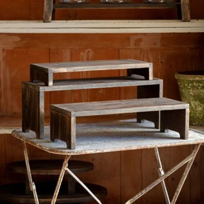 Nesting Rectangle Wood Riser Set of 3