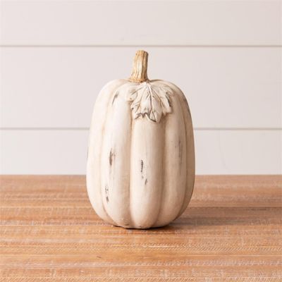 Neutral Fall Antiqued Cement Pumpkin 10 Inch