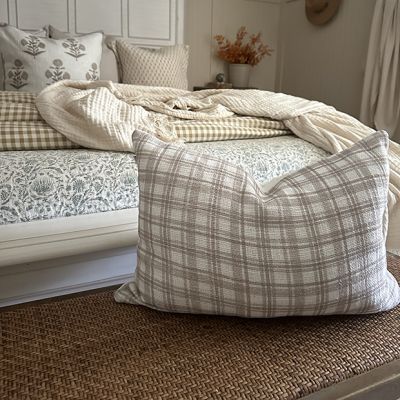 Neutral Farmhouse Plaid Pillow Cover