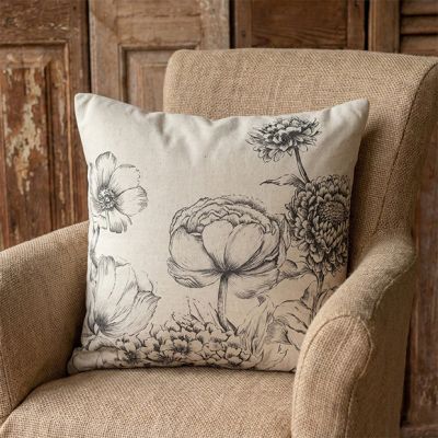 Neutral Floral Accent Pillow