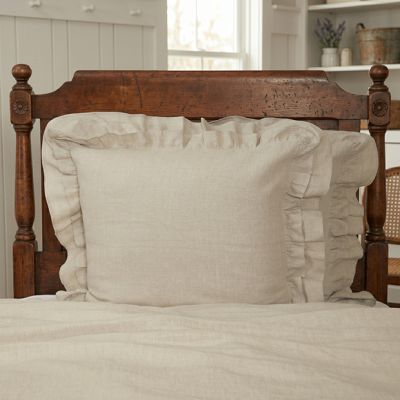 Neutral Linen Ruffled Euro Sham