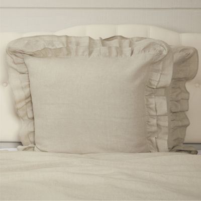 Neutral Linen Ruffled Euro Sham