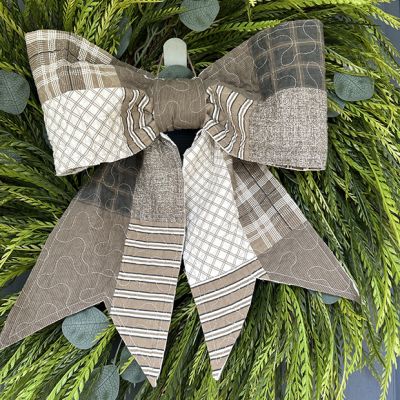 Neutral Patchwork Quilted Bow