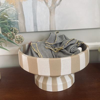 Neutral Striped Ceramic Serving Collection