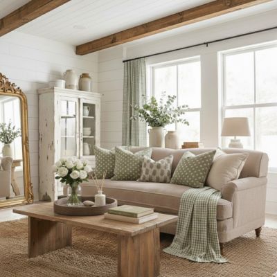 Neutral Velvet Upholstered Sofa