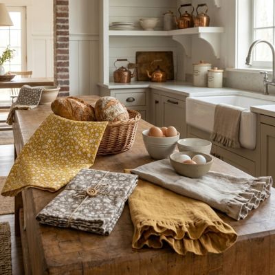 Nice and Neutral Cotton Tea Towel Collection Set of 4