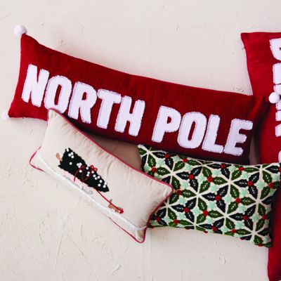 North Pole Festive Holiday Lumbar Pillow