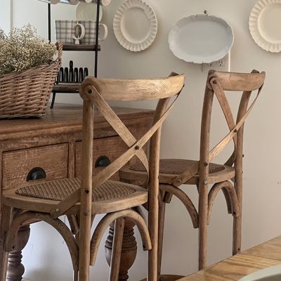 Oak Cross Back Bar Stool