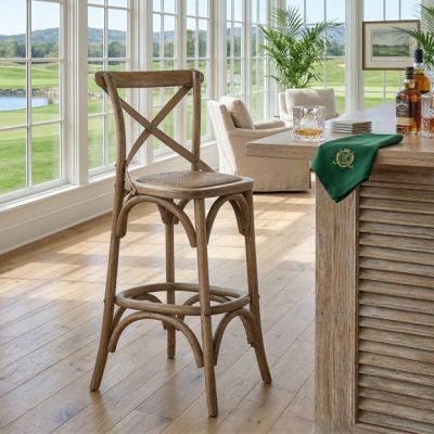 Oak Cross Back Bar Stool
