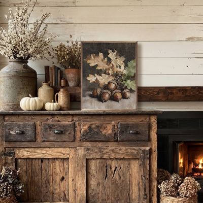 Oak Leaves and Acorns Still Life Framed Wall Decor