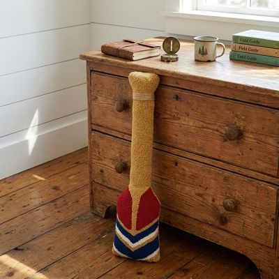 Oar Shaped Wool Hooked Accent Pillow