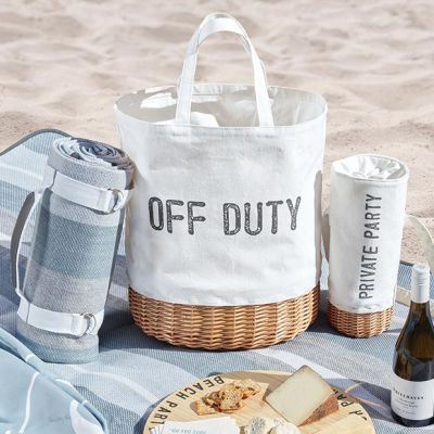 Off Duty Canvas and Wicker Picnic Bag
