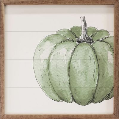 Off Set Green Pumpkin Framed Wall Art