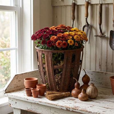 Old World Iron Wine Basket
