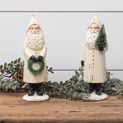 Old World Shimmering Santa Figurine Set of 2