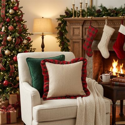 Old World Tartan Ruffled Throw Pillow