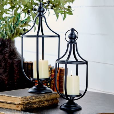 Open Metal Frame Pillar Candle Lantern