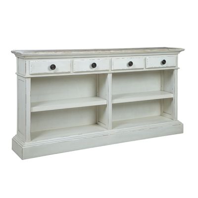 Open Shelf Four Drawer Console Table