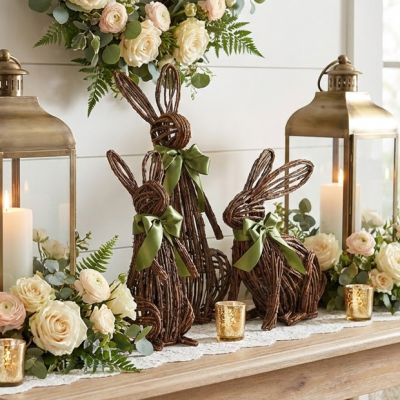 Open Vine Bunny With Green Bow