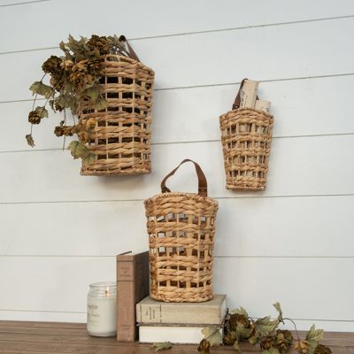 Open Weave Hanging Wall Basket Set of 3