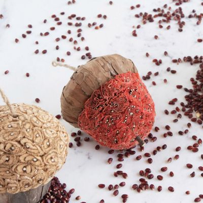 Orange Cornhusk Acorn Ornament