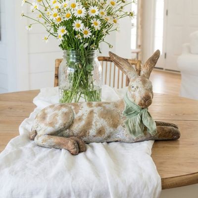 Ornamental Cottage Bunny Statue Laying