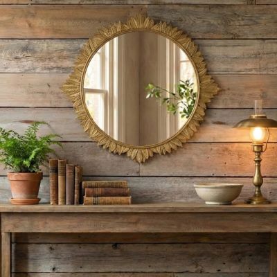 Ornate Gold Frame Round Wall Mirror