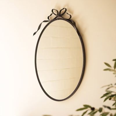 Ornate Oval Wall Mirror with Bow Top