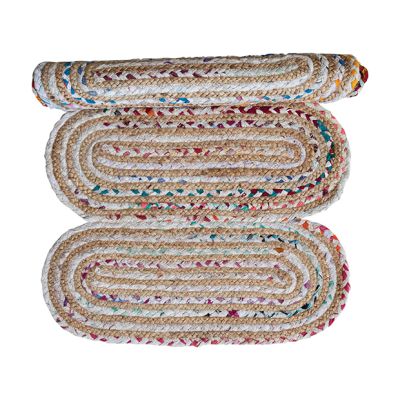 Oval Cotton Chindi and Jute Accent Rug